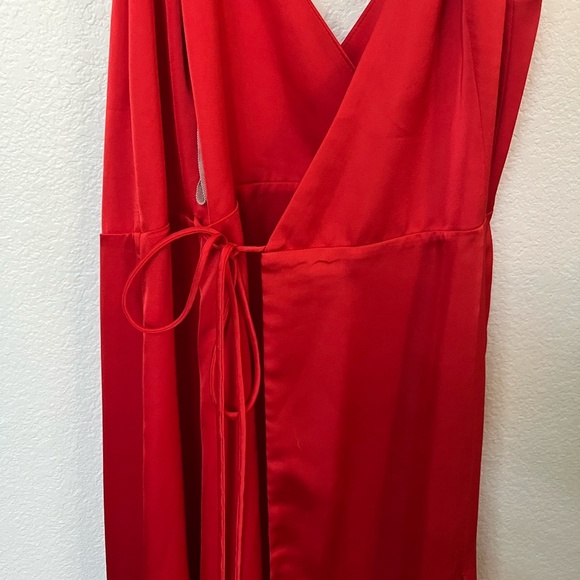 FAME & PARTNERS x FREE PEOPLE | Red Bond Maxi Wrap Dress w Thigh Slit | Size 4 - Picture 6 of 12